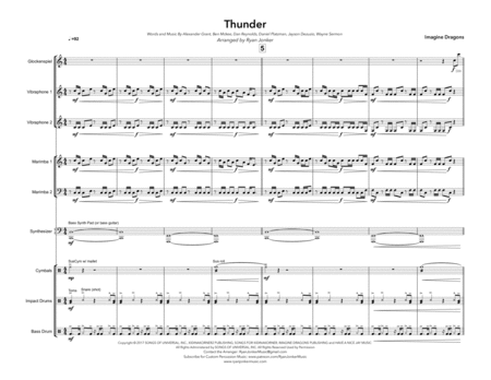 Thunder Imagine Dragons For Percussion Ensemble Sheet Music