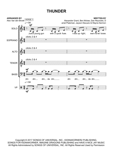 Thunder Satb With Vocal Percussion Sheet Music