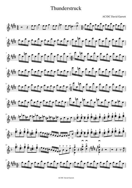 Thunderstruck David Garrett Violin Solo Sheet Music