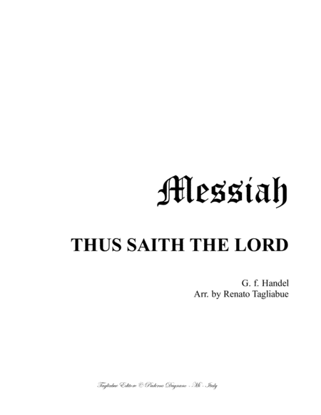 Thus Saith The Lord Messiah For Bass And Organ Or Harpschords Sheet Music