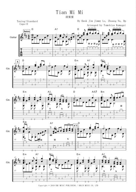 Tian Mi Mi Teresa Teng Fingerstyle Guitar Sheet Music