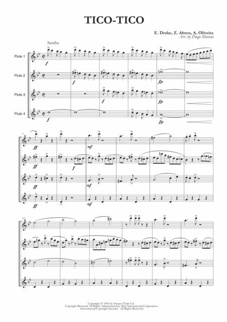 Tico Tico For Flute Quartet Sheet Music