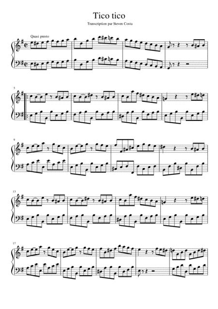 Tico Tico For Piano Sheet Music