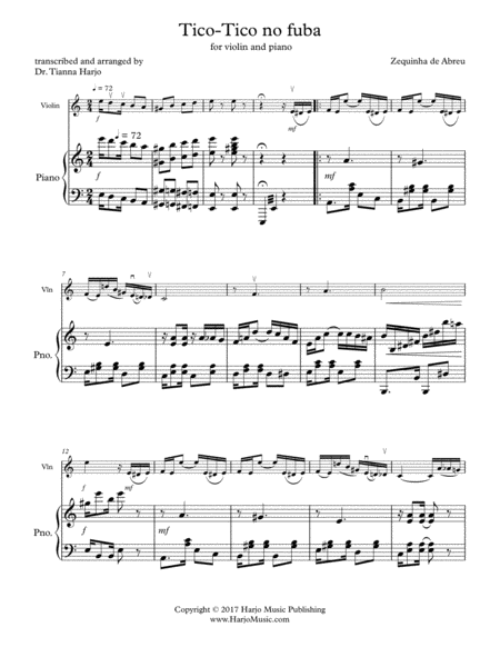 Free Sheet Music Tico Tico Violin And Piano