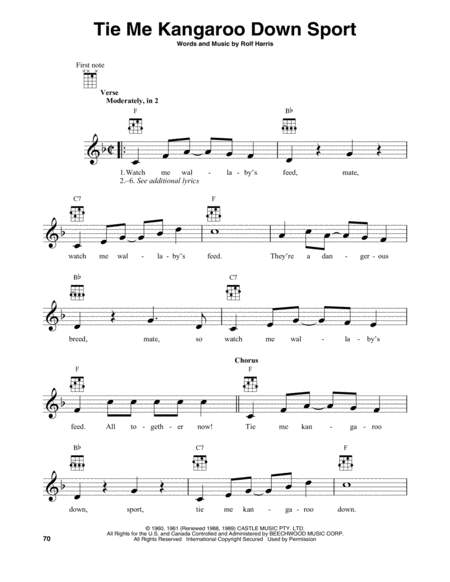 Tie Me Kangaroo Down Sport Sheet Music