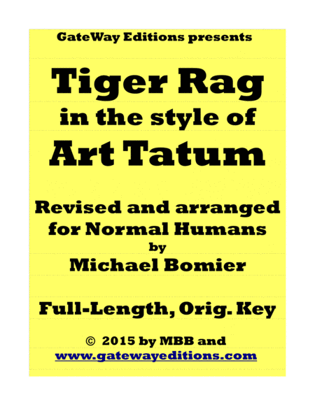 Free Sheet Music Tiger Rag Ala Art Tatum For Normal Humans