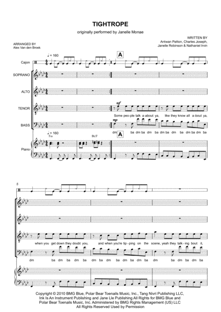 Free Sheet Music Tightrope Satb With Piano Accompaniment