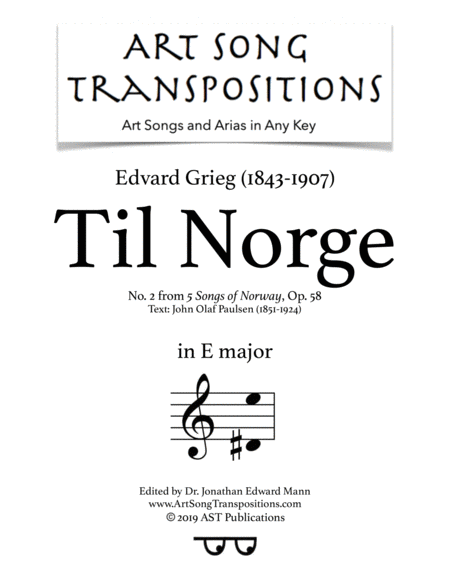 Free Sheet Music Til Norge Op 58 No 2 E Major