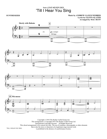 Free Sheet Music Till I Hear You Sing From Love Never Dies Arr Mac Huff Keyboard Synthesizer