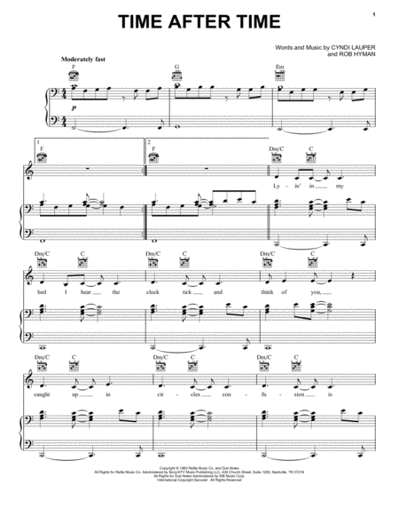 Time After Time Sheet Music