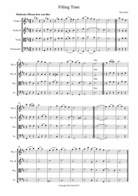 Free Sheet Music Time Filler For String Quartet