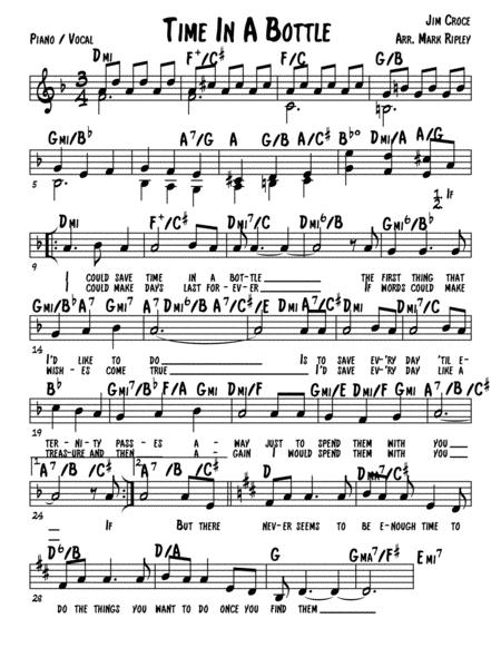 Time In A Bottle Piano Vocal Lead Sheet Format With Easy Pdf Page Turns Sheet Music