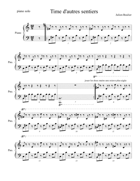 Time Sur D Autres Sentiers Piano Version For Orchestra Sheet Music