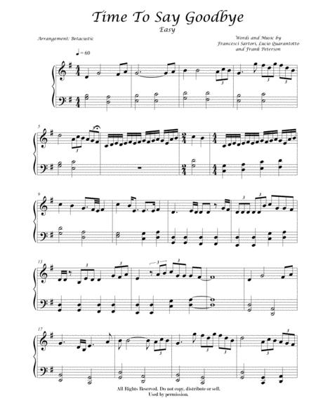 Time To Say Goodbye Andrea Bocelli Sheet Music Easy Sheet Music