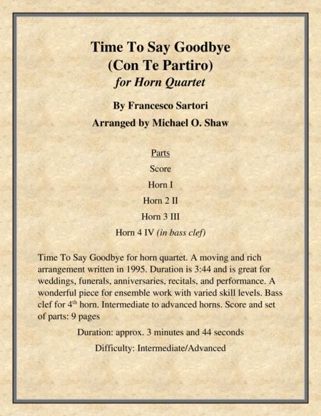 Time To Say Goodbye Con Te Partiro For Horn Quartet Sheet Music