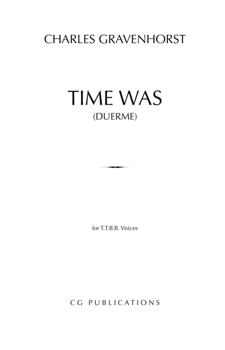 Time Was Ttbb A Cappella Sheet Music