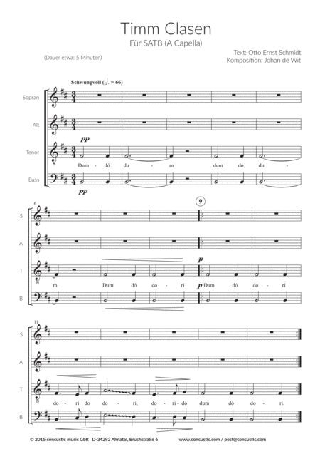 Free Sheet Music Timm Clasen For Satb