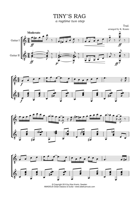 Free Sheet Music Tinys Rag For Guitar Duo