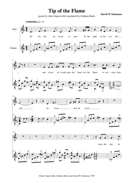 Free Sheet Music Tip Of The Flame For Alto And Guitar