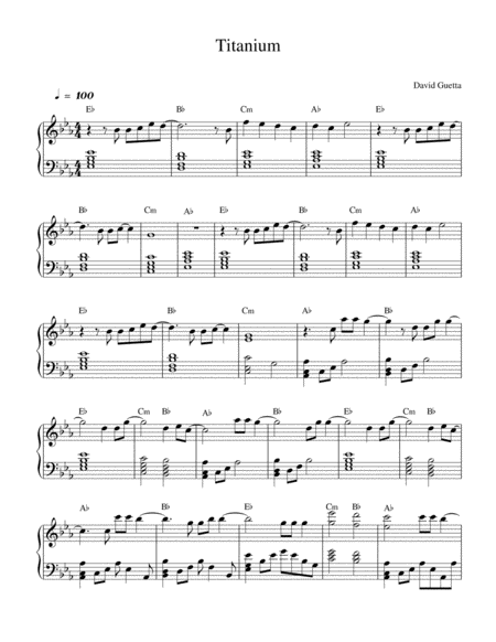 Titanium For Easy Piano Sheet Music