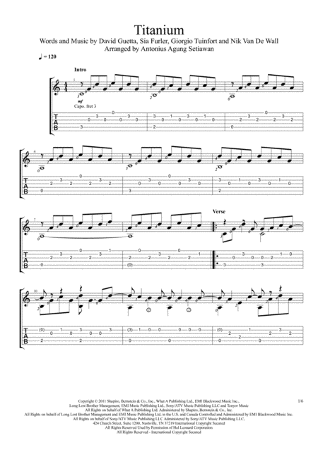 Titanium Solo Guitar Tablature Sheet Music