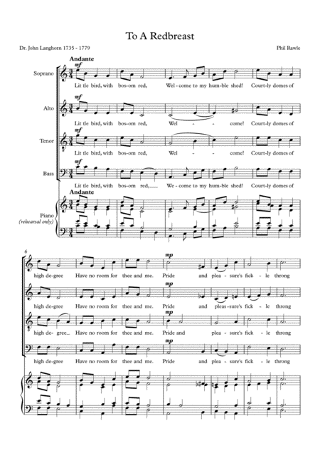 Free Sheet Music To A Redbreast Choir Satb