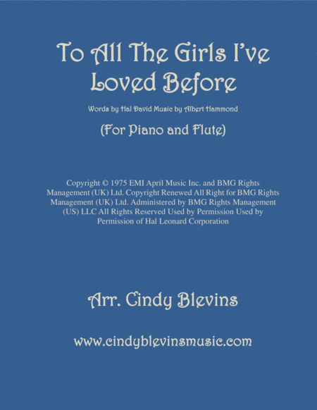 Free Sheet Music To All The Girls I Ve Loved Before Arranged For Piano And Flute