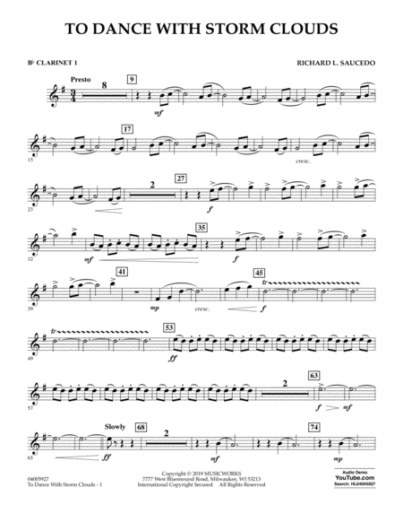 Free Sheet Music To Dance With Storm Clouds Bb Clarinet 1