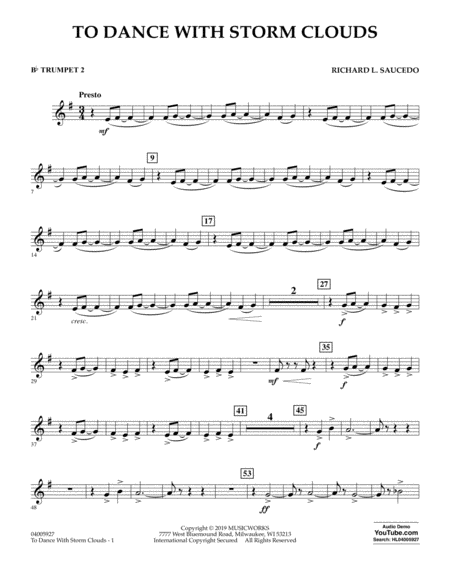 Free Sheet Music To Dance With Storm Clouds Bb Trumpet 2