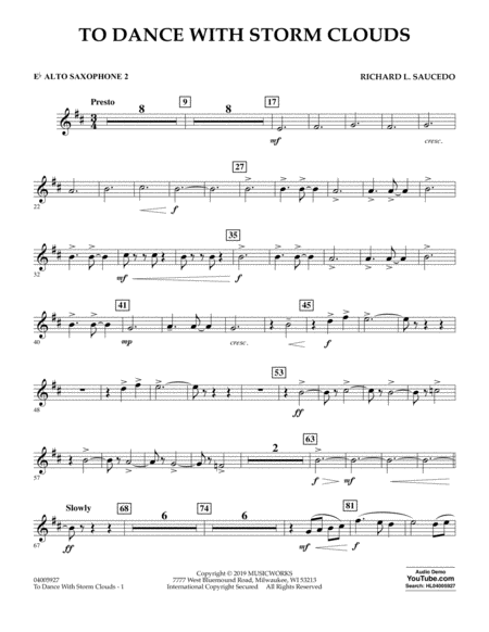 To Dance With Storm Clouds Eb Alto Saxophone 2 Sheet Music