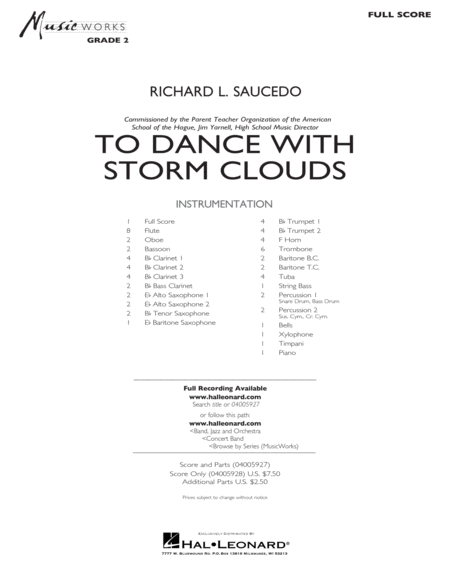 To Dance With Storm Clouds Full Score Sheet Music