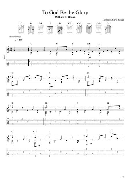 To God Be The Glory By William H Doane Solo Fingerstyle Guitar Tab Sheet Music