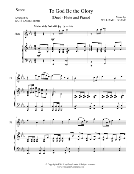 Free Sheet Music To God Be The Glory Duet Flute And Piano Score And Parts
