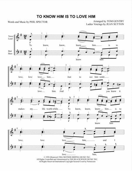 To Know Him Is To Love Him Ssaa Sheet Music