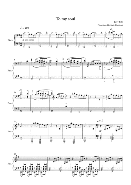 Free Sheet Music To My Soul Jerry Folk Solo Piano Version