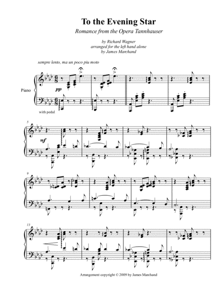 To The Evening Star Left Hand Sheet Music