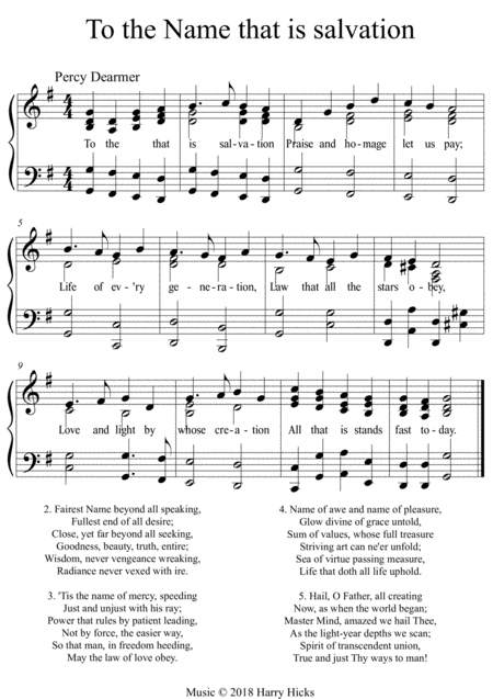 To The Name That Is Salvation A New Tune To A Wonderful Old Hymn Sheet Music