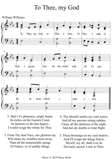 To Thee My God To Thee Alone A New Tune To A Wonderful William Williams Hymn Sheet Music