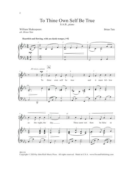 Free Sheet Music To Thine Own Self Be True