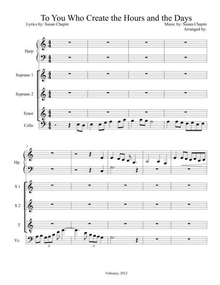 Free Sheet Music To You Who Create The Hours And The Days