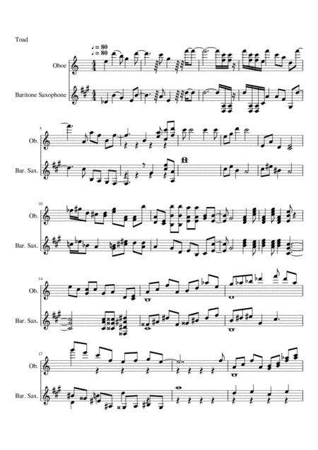 Free Sheet Music Toad