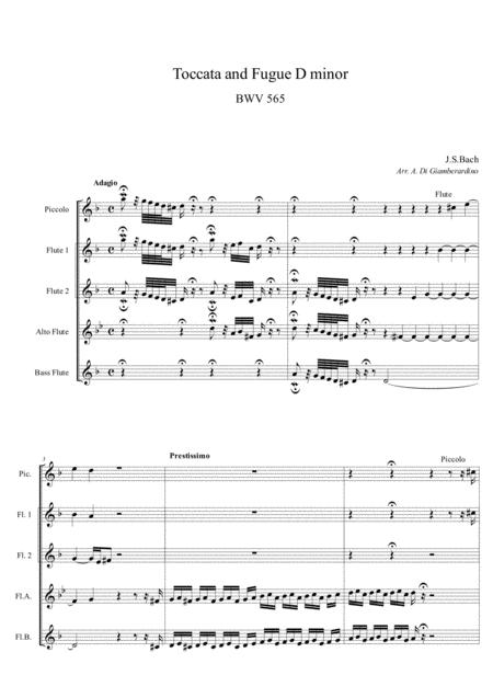 Free Sheet Music Toccata And Fugue In D Minor Flute Choir