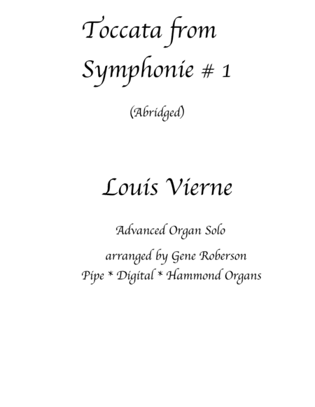 Toccata By Louis Vierne Abridged For Postlude Organ Sheet Music