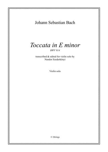 Toccata E Minor For Solo Violin Bwv 914 Sheet Music