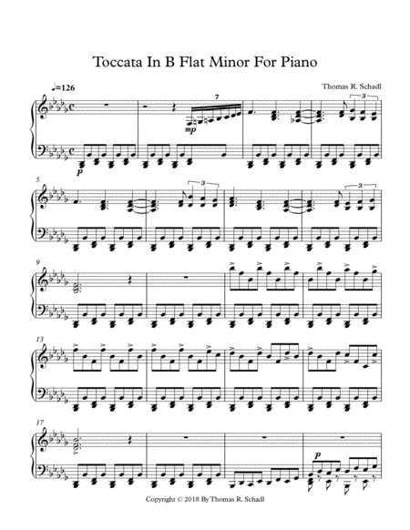 Free Sheet Music Toccata In B Flat Minor For Piano