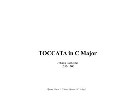 Toccata In C Major J Pachelbel For Organ Sheet Music