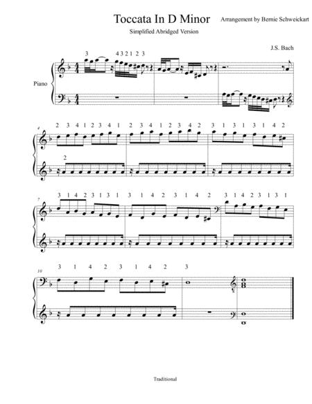 Toccata In D Minor Simplified And Abridged Sheet Music