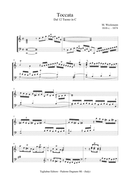 Toccata M Weckmann For Organ Sheet Music