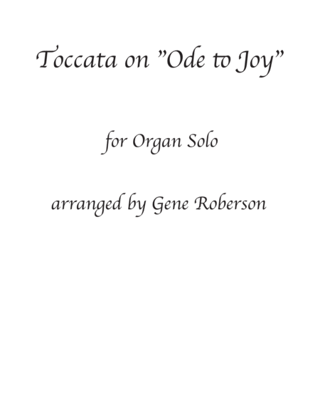 Toccata On Ode To Joy For Oragn Sheet Music