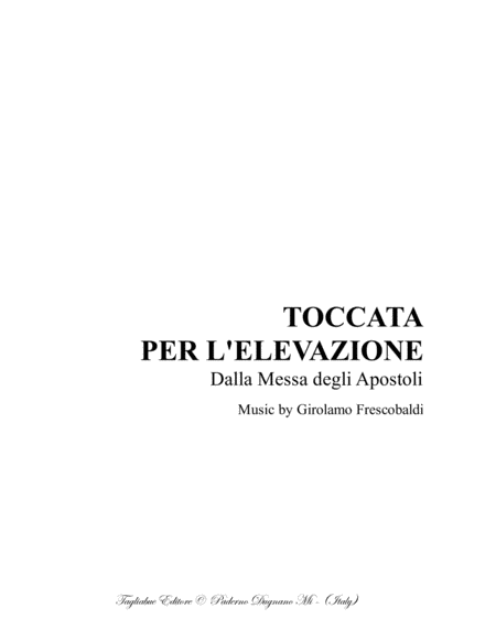 Toccata Per L Elevazione From Mass Of The Apostles For Organ Sheet Music